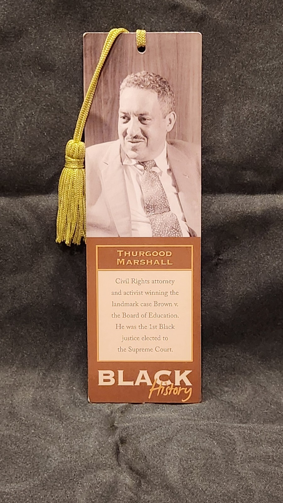 Thurgood Marshall Supreme Court Black History Month Bookmark with Tassel