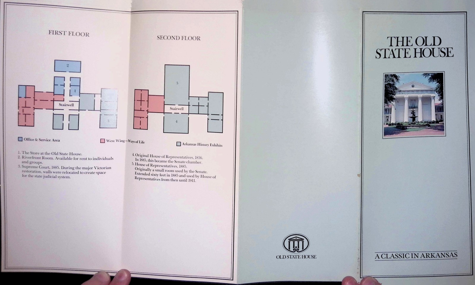 Old State House Little Rock AR Brochure Museum Floor Plan 1833 Arkansas History