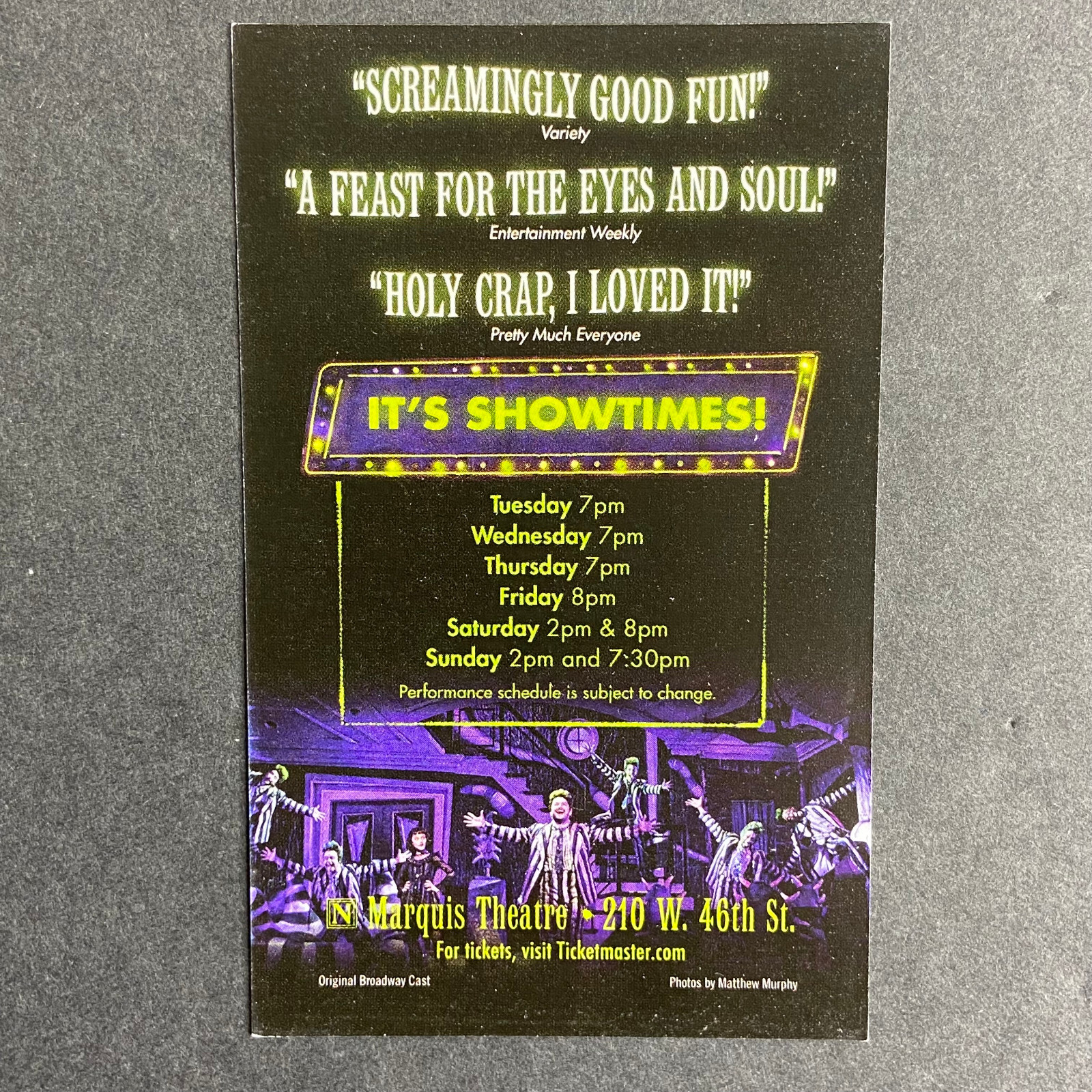 Beetlejuice Promo Ad Flyer Handbill Pocket NYC NY New York City Broadway