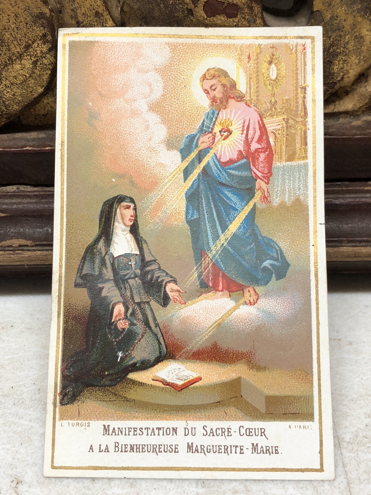 Sacred Heart of Jesus to St Margaret Mary Alacoque L Turgis Paris Catholic Card