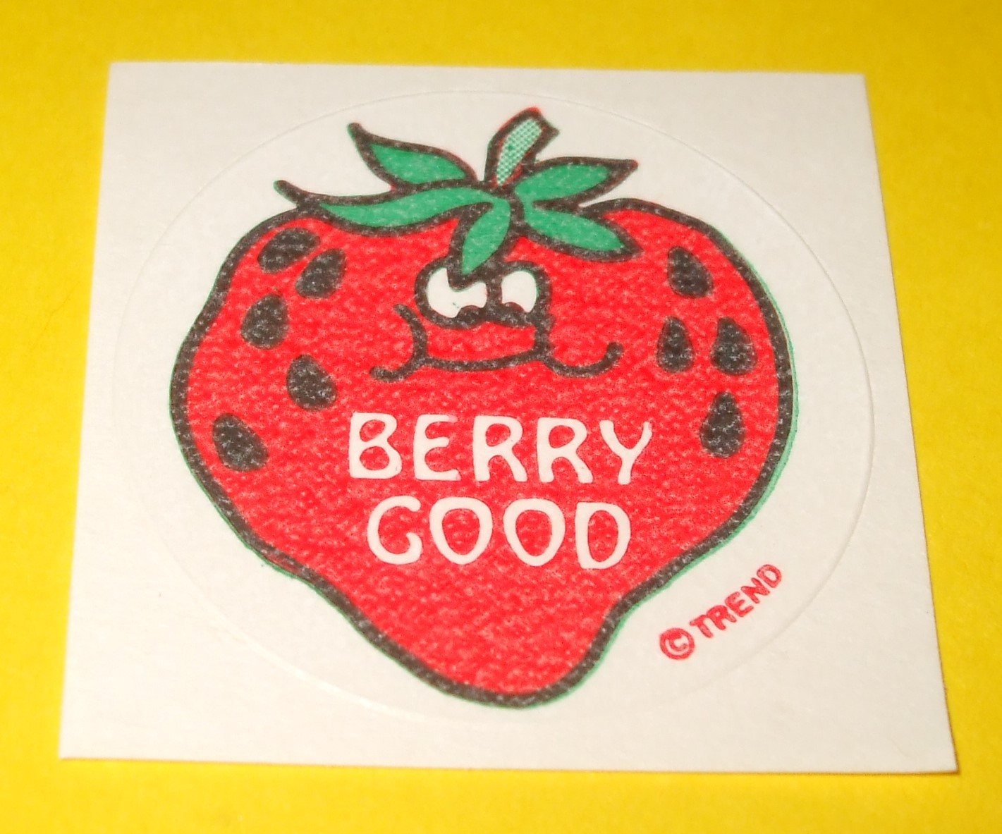 VTG 80s Retro TREND Scratch & Sniff MATTE Sticker BERRY GOOD Strawberry Scented