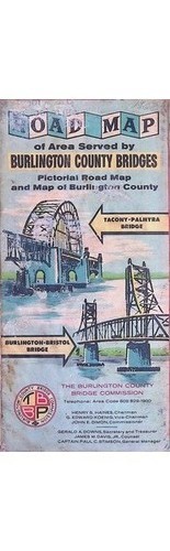 Burlington County Bridge Brochure & Road Map NJ 1960s Tacony-Palmyra/Bristol