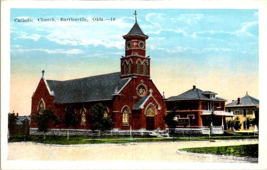 Catholic Church Bartlesville Oklahoma E C Kropp Co Postcard c1910 Chromo