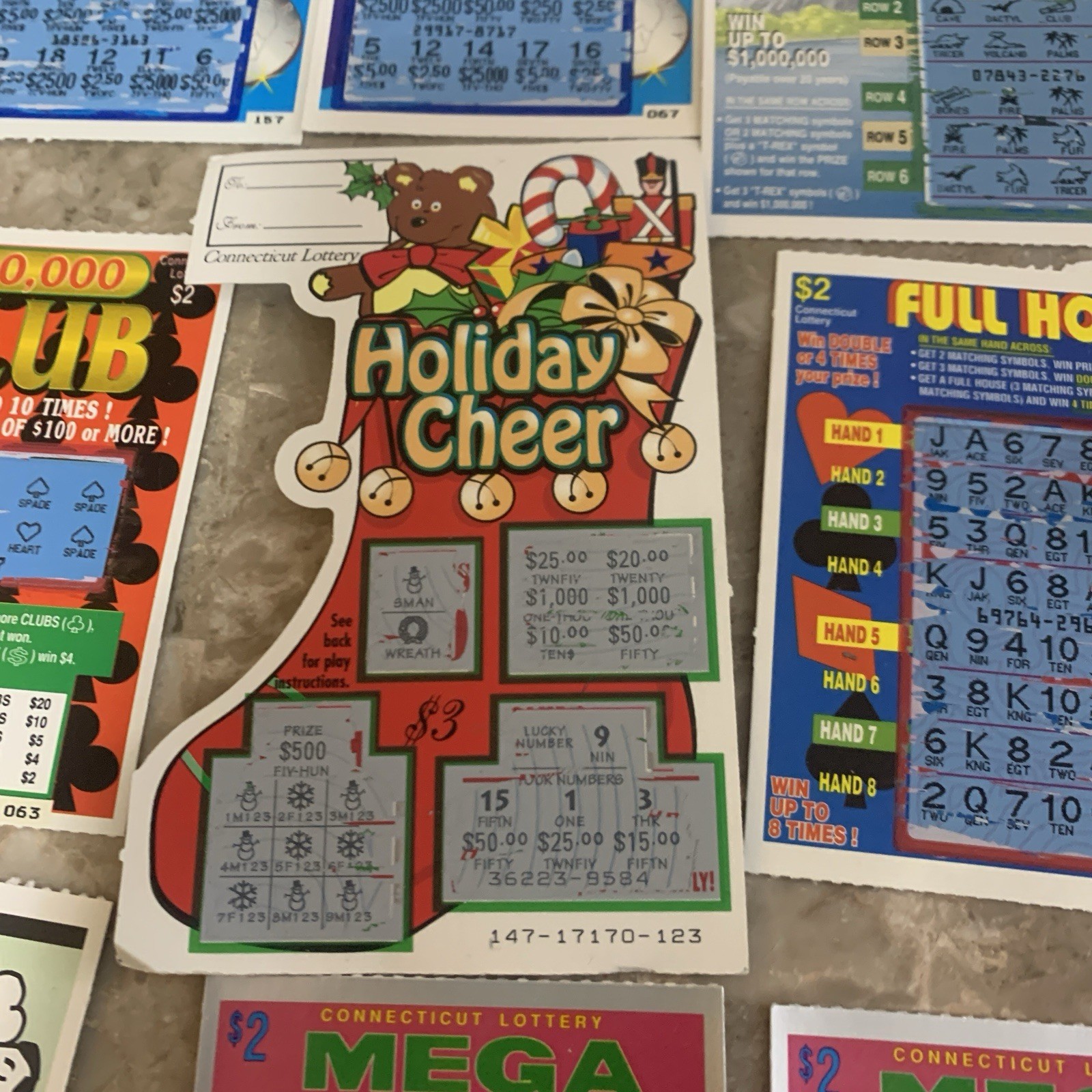 Vintage Connecticut State Lottery Scratch Off Tickets Losing 1990s 1995 1996 CT