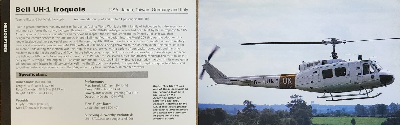 Bell Iroquois Helicopter Picture Aircraft Detail Original Article Sheet