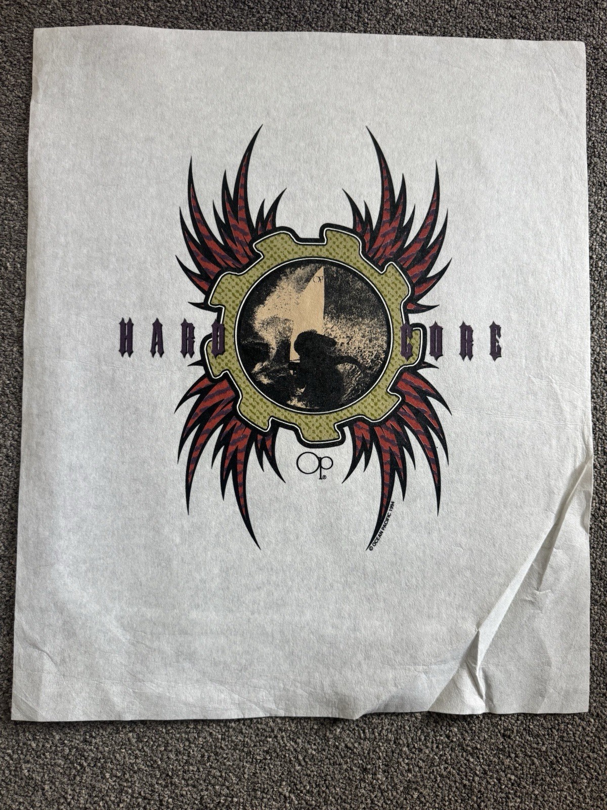Vintage 1994 Ocean Pacific OP HARD CORE T-Shirt Test Print Graphic Rare