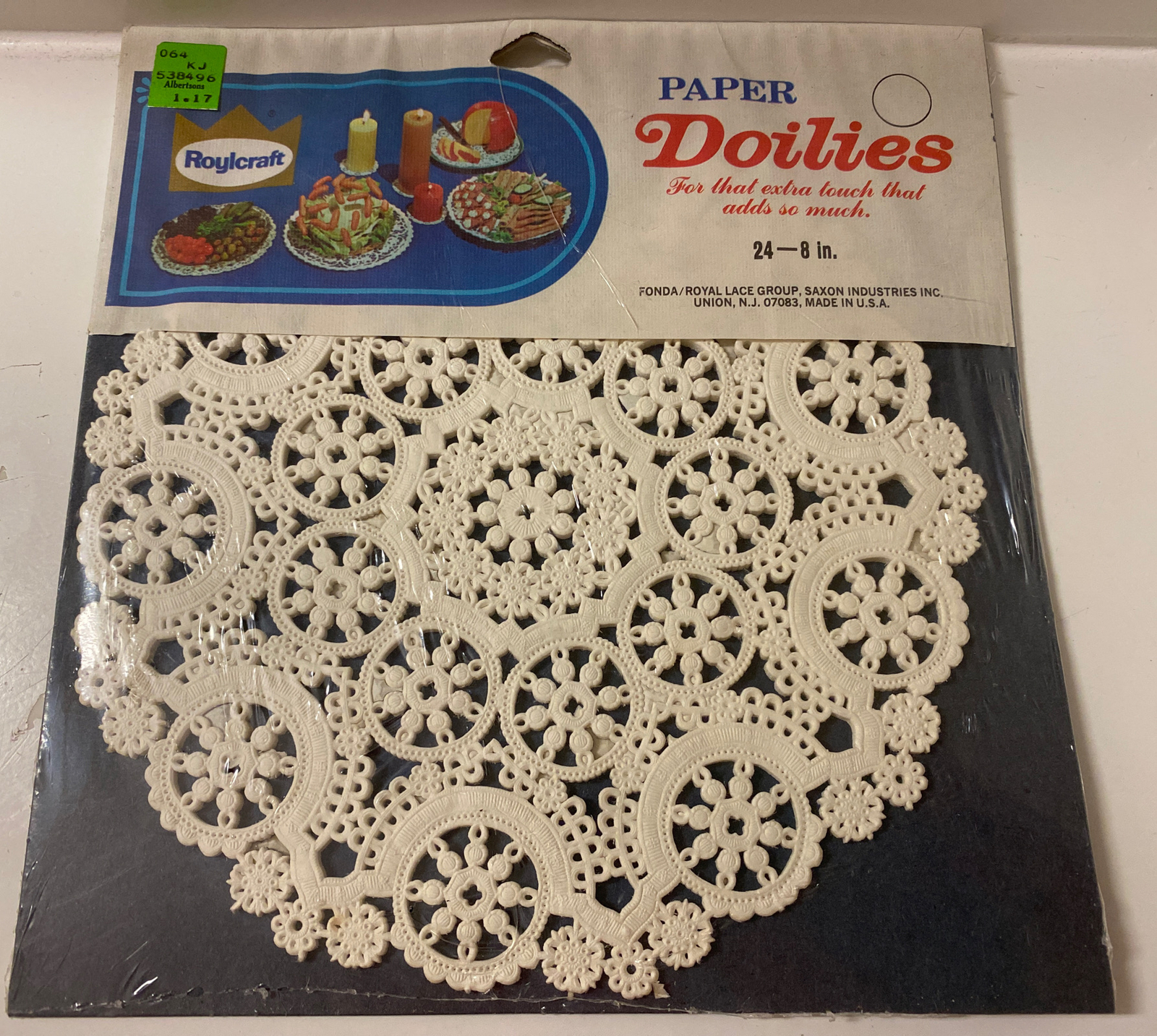 NEW Paper Doilies Lot 24 8” Royalcraft Lace 12 6” Heart Shaped Forget Me Not NOS