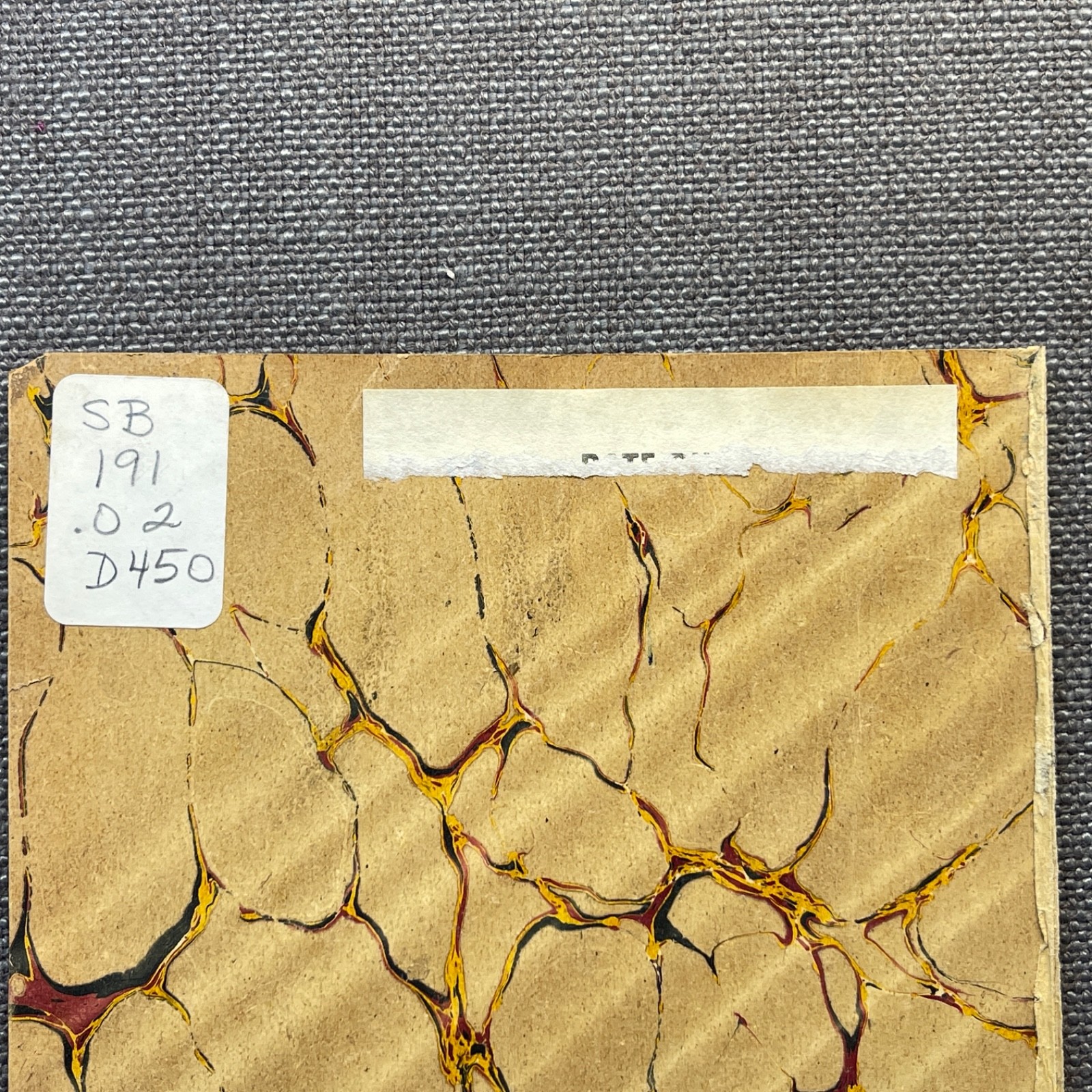 Antique Marbled End Papers Pair Bookbinding Brown Red Yellow