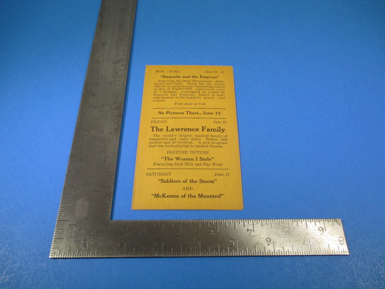 Vintage June Royal Theatre Ludlow Vermont Play Programs and Times S5734
