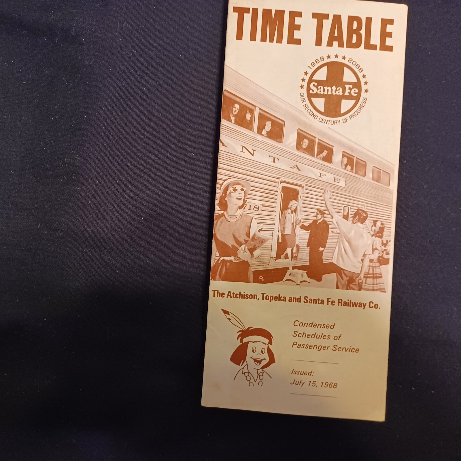 = SANTA FE TRAIN LINE TIME TABLE SCHEDULE JUNE 15 1968 PAPER PAMPHLET