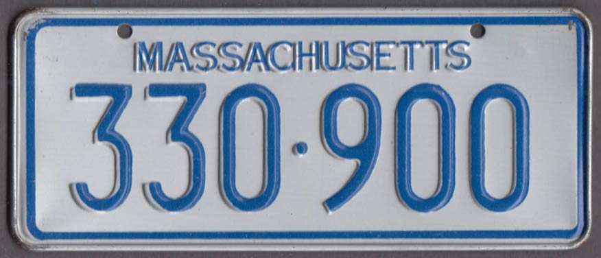 1968 Post Cereal metal license plate Massachusetts 330-900