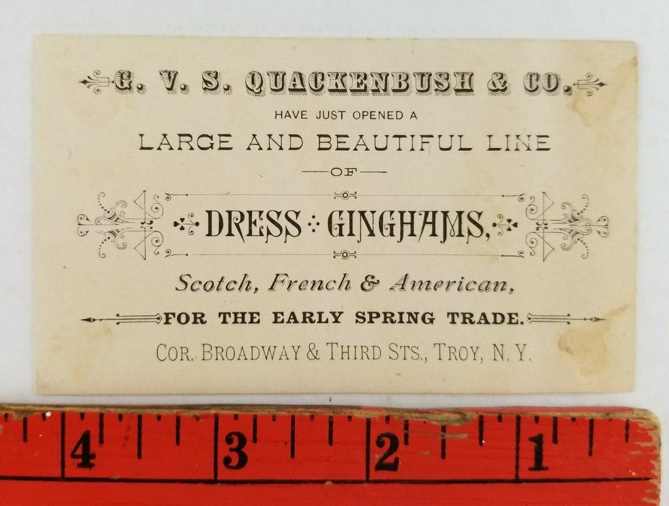Vintage 1900’s Dress Ginghams Clothing Troy New York Trade Business Card