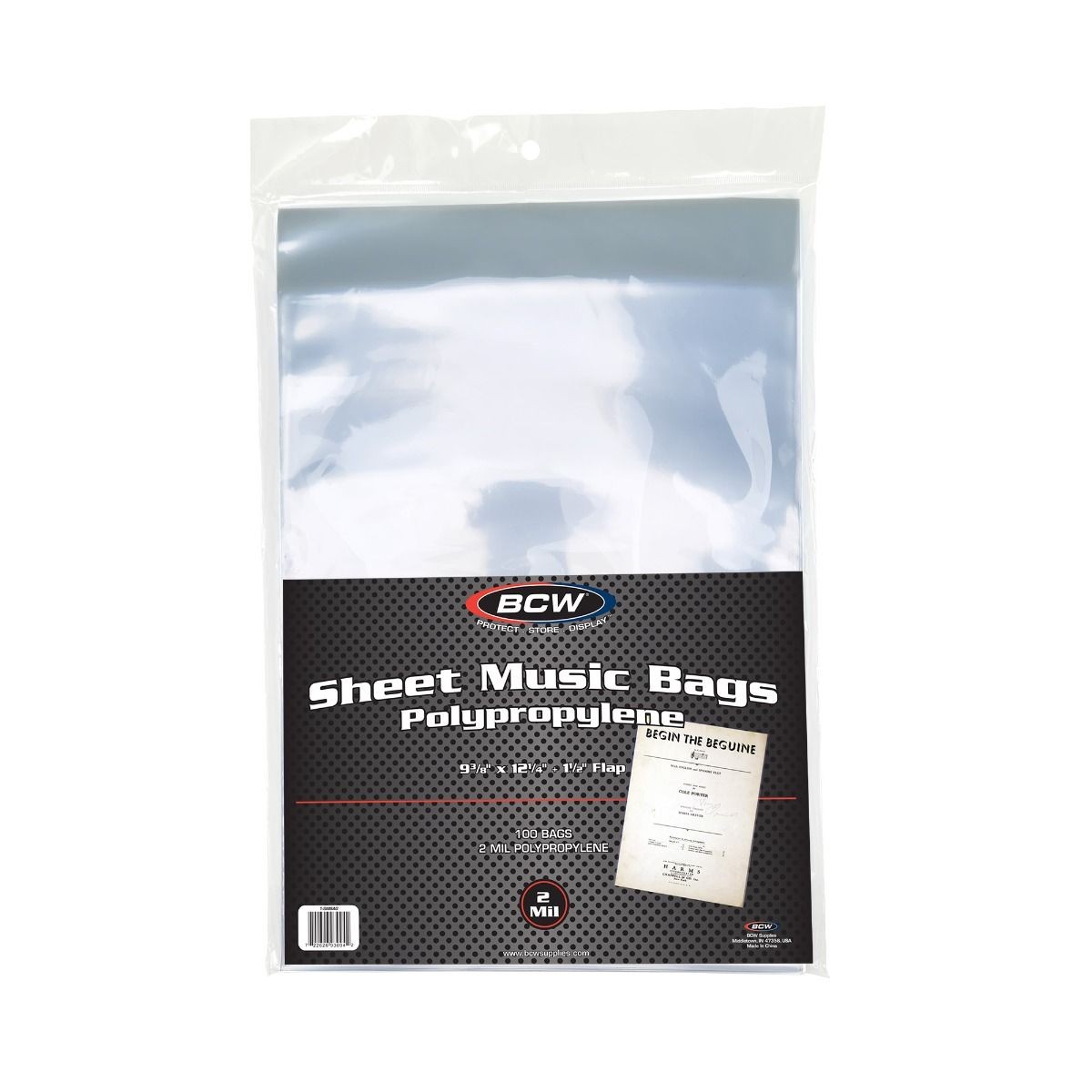 4 packs of 100 (400) BCW 9 ⅜” x 12 ¼” + 1 ½” Flap Sheet Music Bags