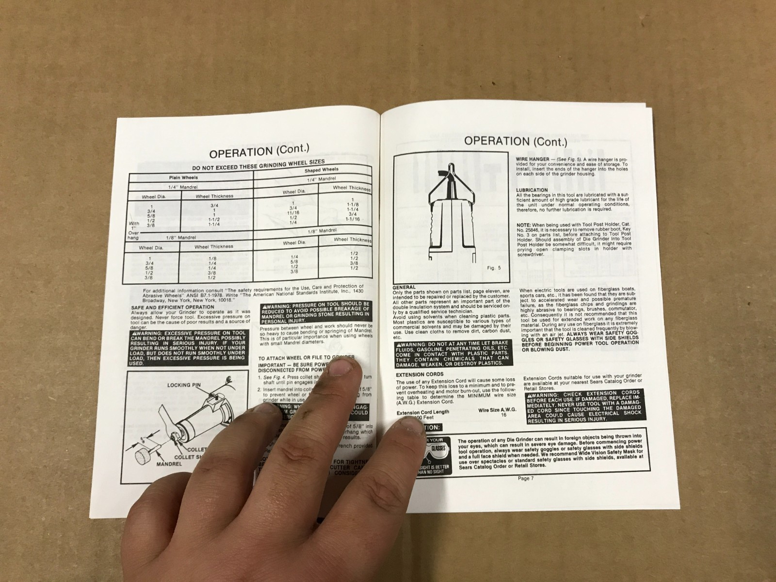 Vintage Sears Craftsman Industrial Die Grinder Double Insulated Owner’s Manual