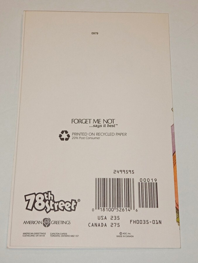 Halloween greeting card, cat in pumpkin patch, Rebble 7 1/4″ used