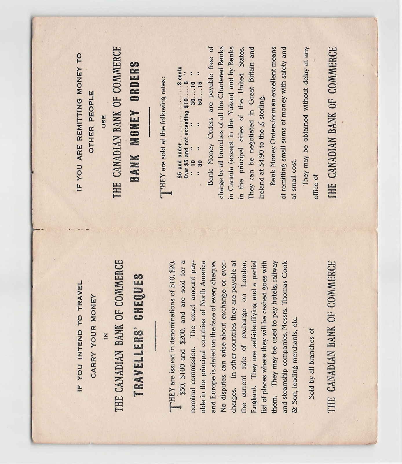 *Canada Traveler�fs Check Instruction Sheet Banknote[D2454]8f0