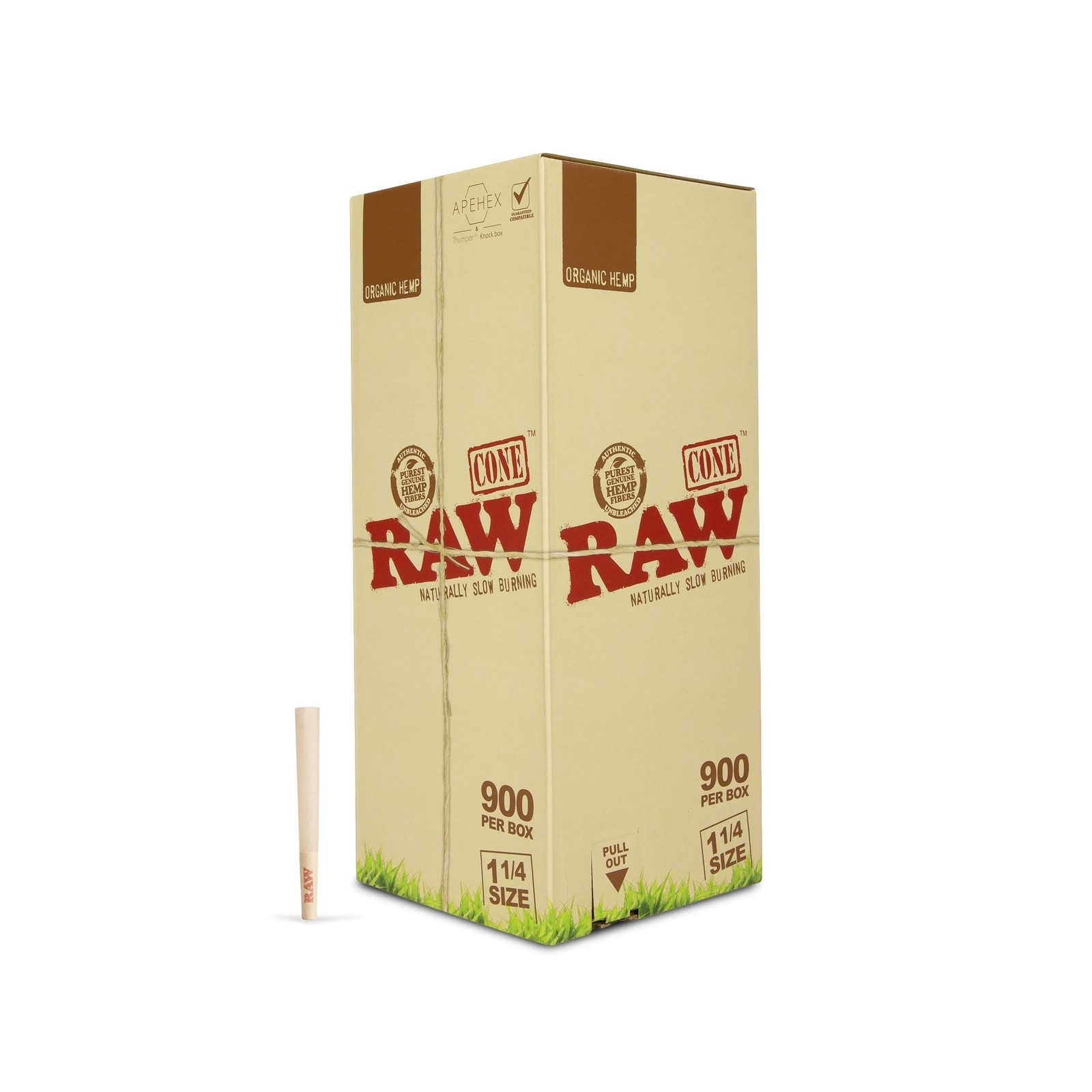 RAW Organic 1 1/4 Pre-Rolled Cones with Filter (900 Pack)