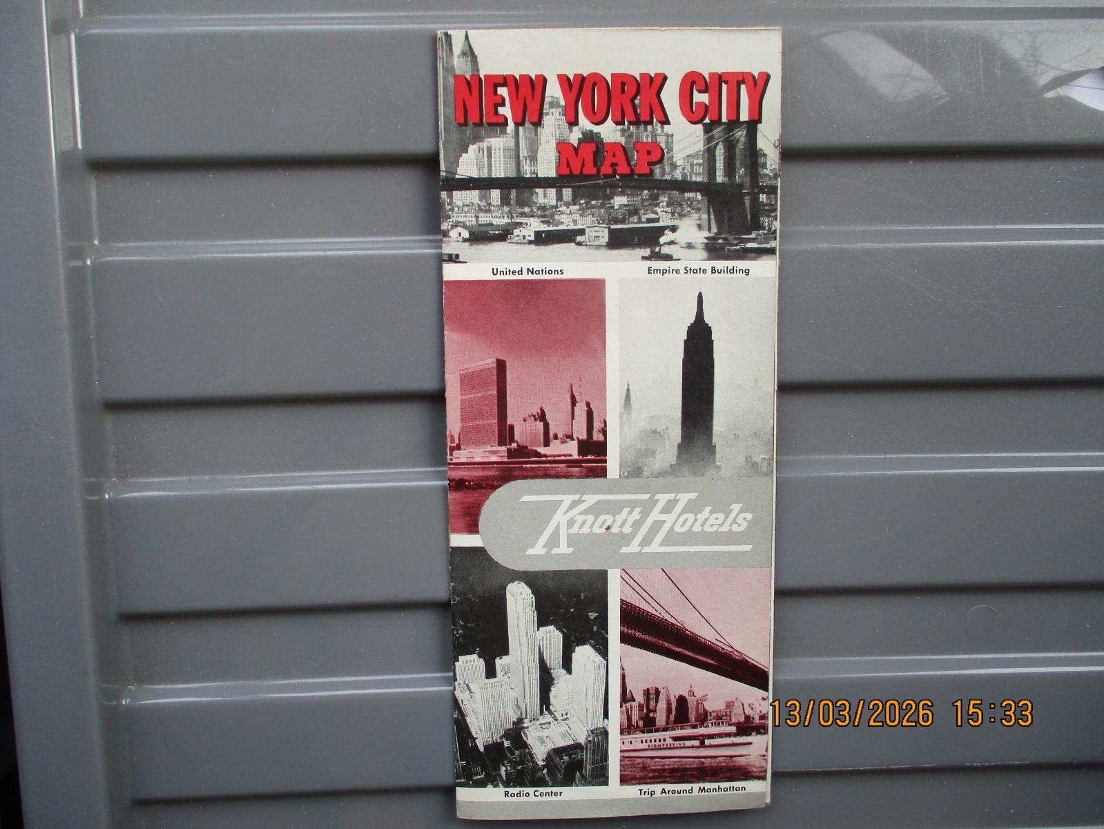 Vintage New York City Sightseeing Map, Issued by Knott Hotels, c1955
