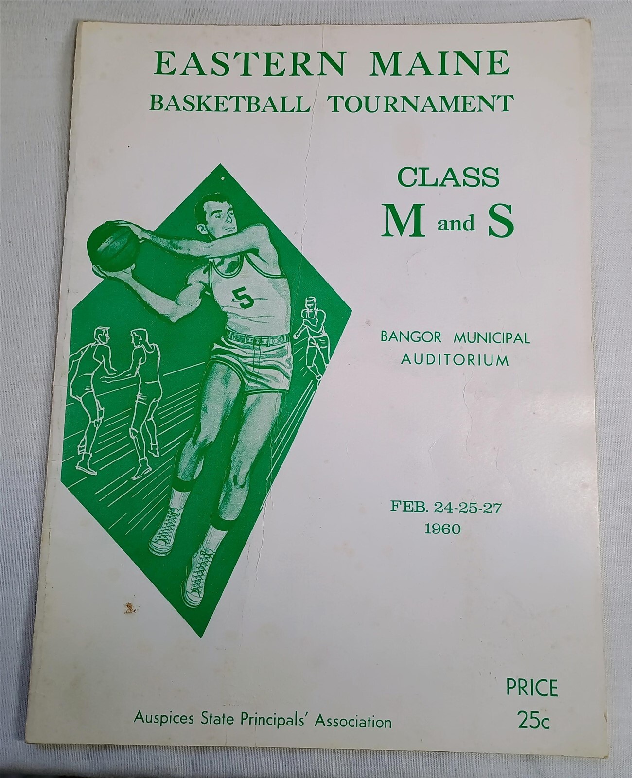 Vintage 1960 Eastern Maine Basketball Tournament Program Book Class M & S