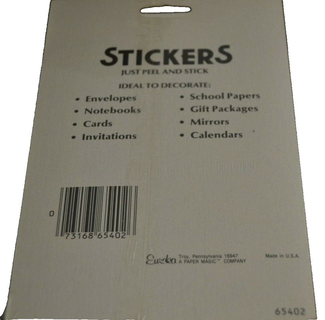 Stickers Eureka Holiday BELLS PINE CONES WREATH GINGERBREAD 4 Sheets NOS Vintage