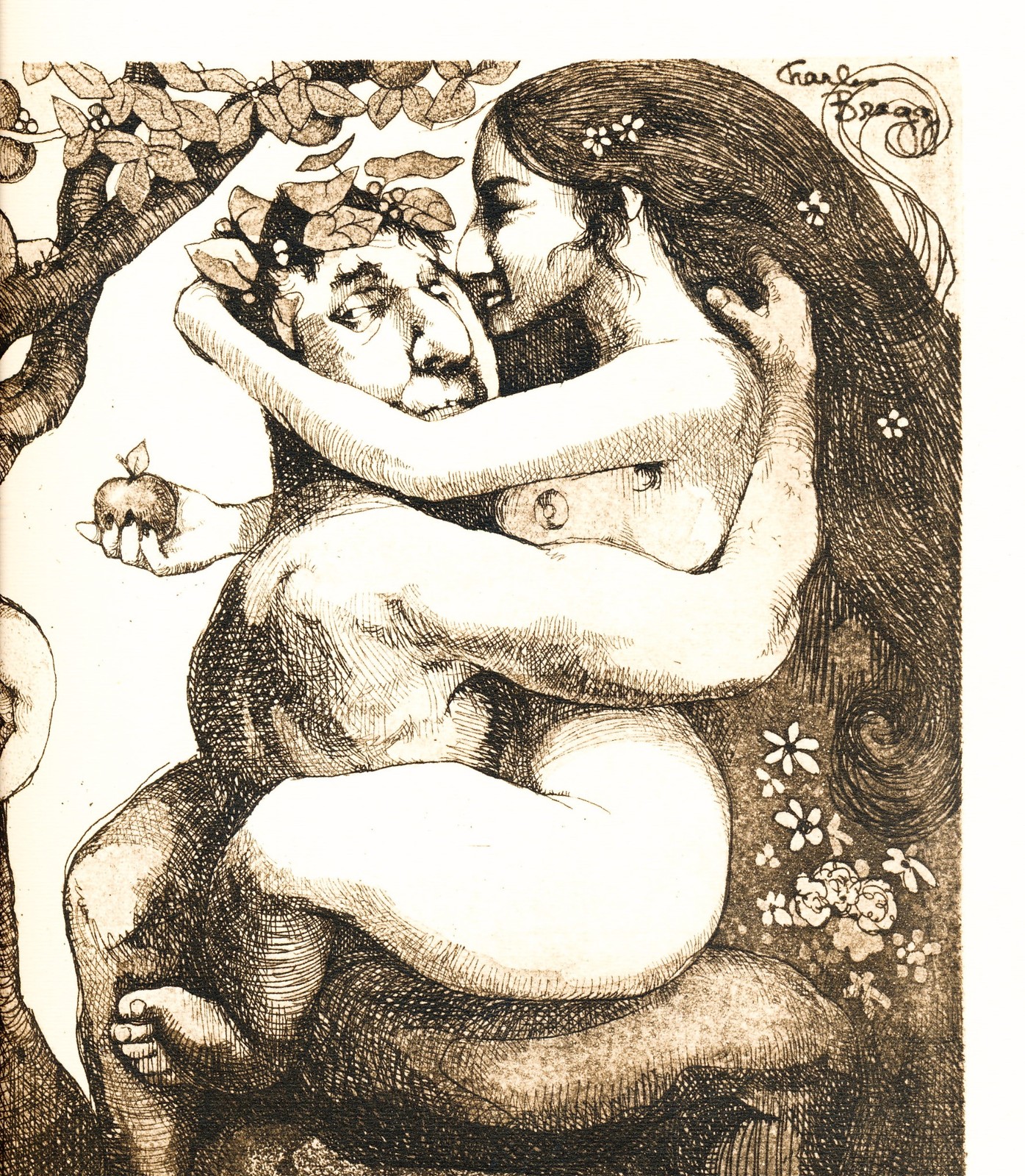 RARE CHARLES BRAGG VINTAGE 1970s ETCHING PRINT – THE EIGHTH DAY – 14-1/2″ X 16″