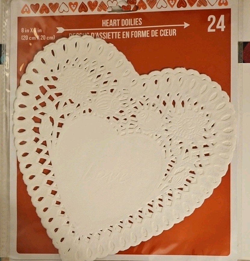 182 Paper Doilies, White, Pink, Red. Hearts, Circles, Tulips, Ovals, Rectangles