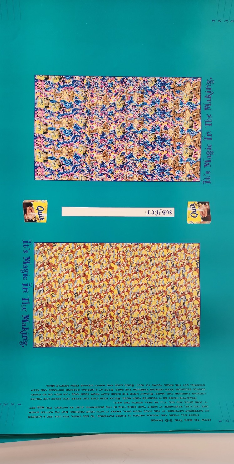 Vintage Bookcover with Magic Eye 3-D Nesquik 90s Nickelodeon 1995 QUIK Rabbit