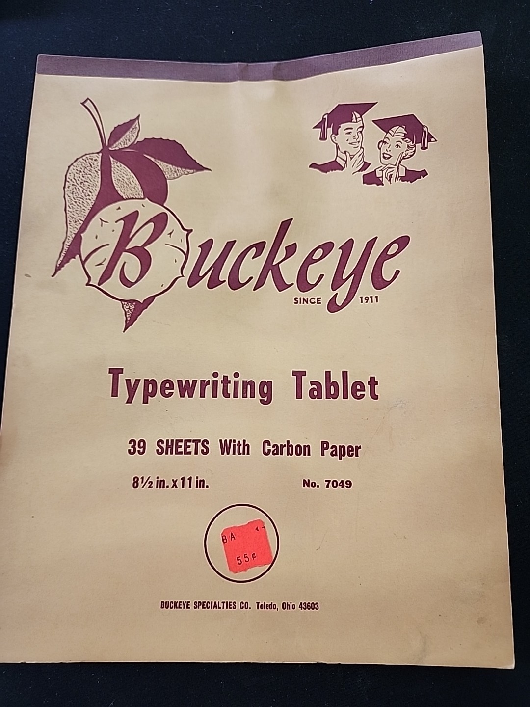 Vintage Buckeye Essay Bond Typewriter Paper Pad Partly Used film prop