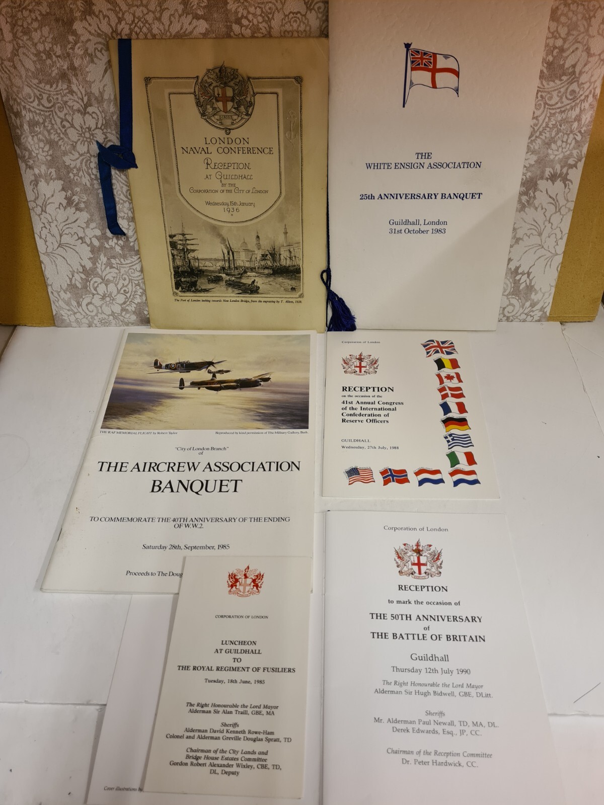 Vintage Collection x 6 London Guildhall Military Banquet / Reception Programmes