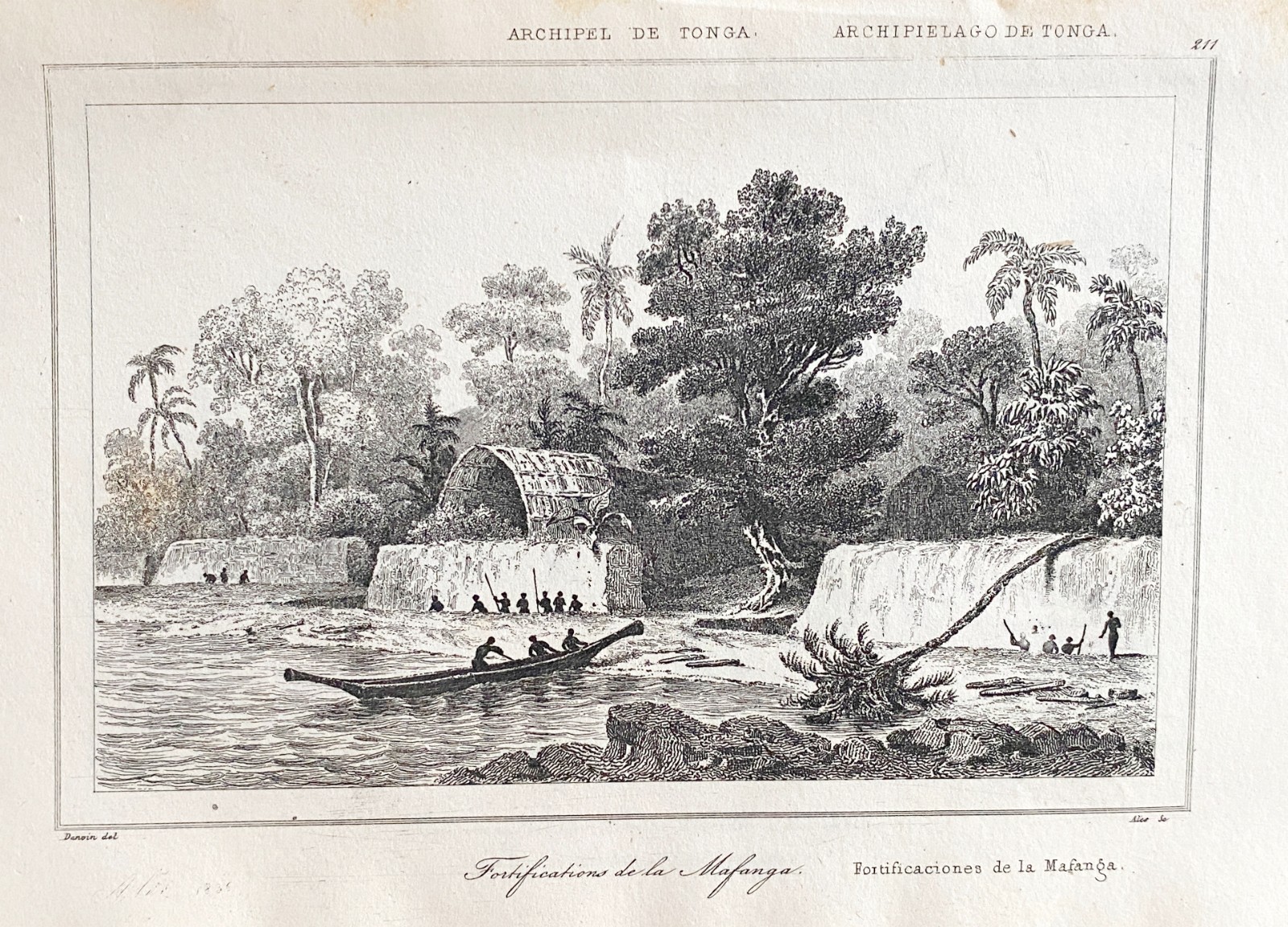 Engraving Oceania Archipelago Of Tonga ” Fortifications Of The Mafanga “