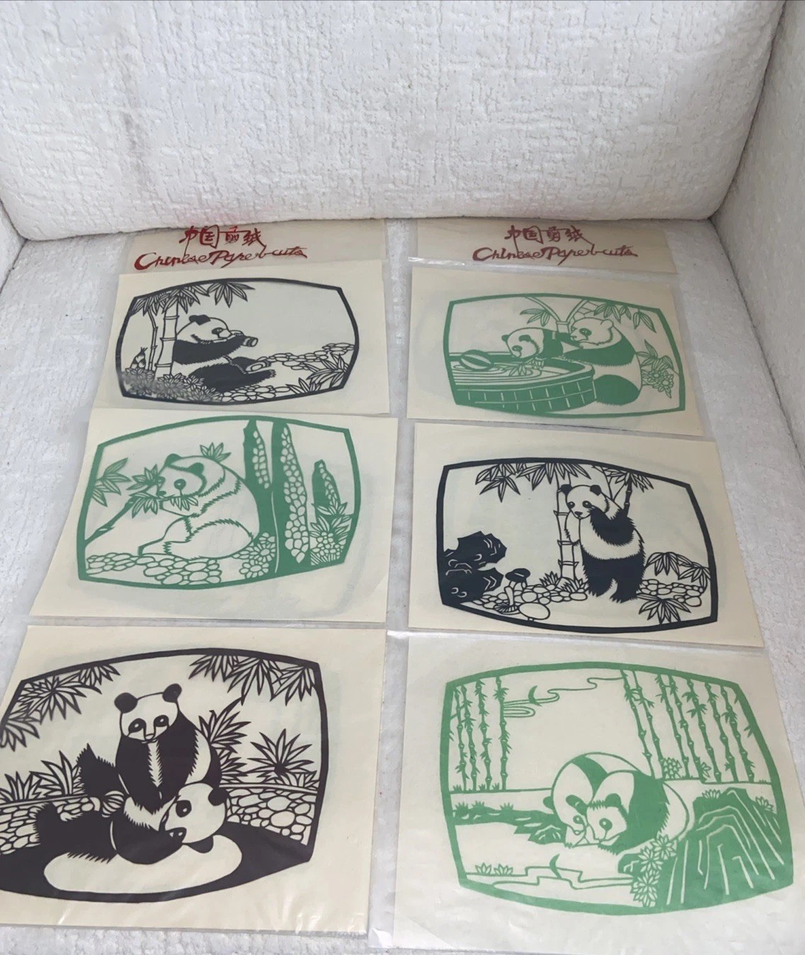VTG Assortment~Chinese Paper Cuts Multicolor Pandas,Warriors, Symbols Never Used