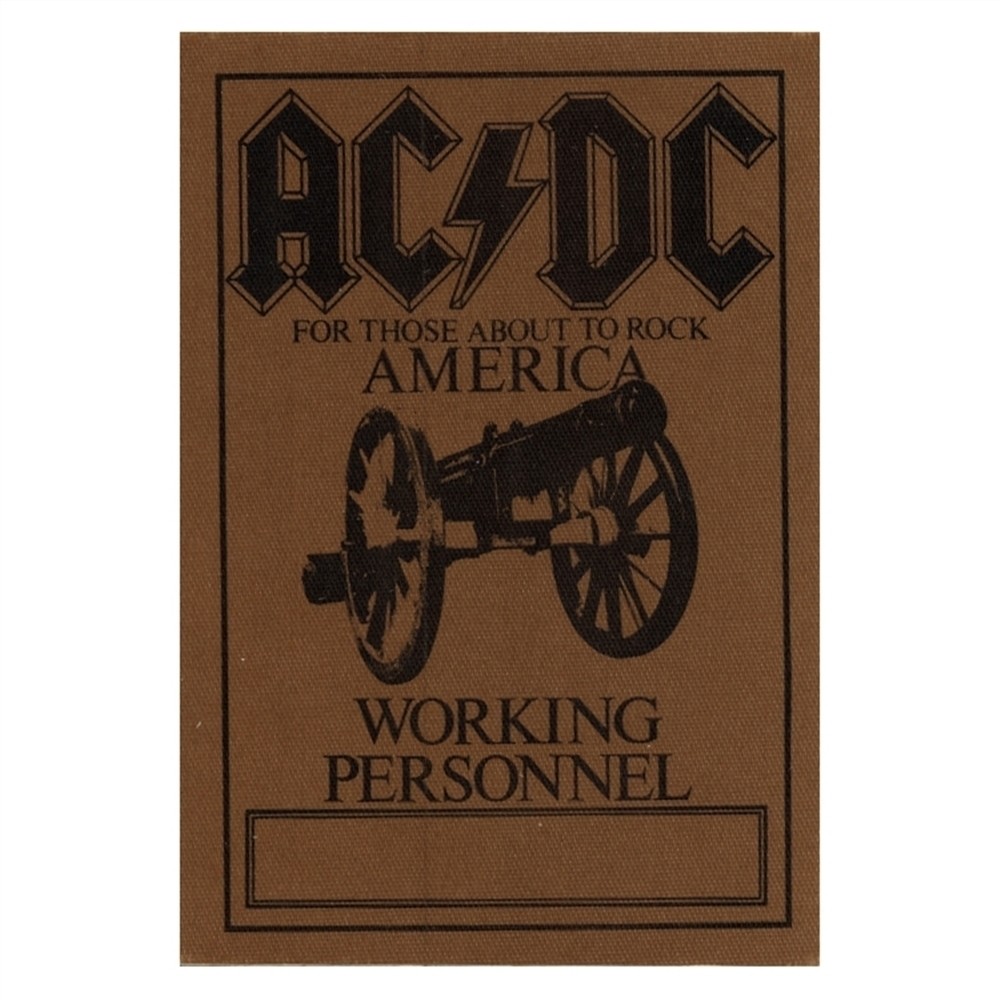 AC/DC 1981 For Those About to Rock concert tour Working Crew Backstage Pass