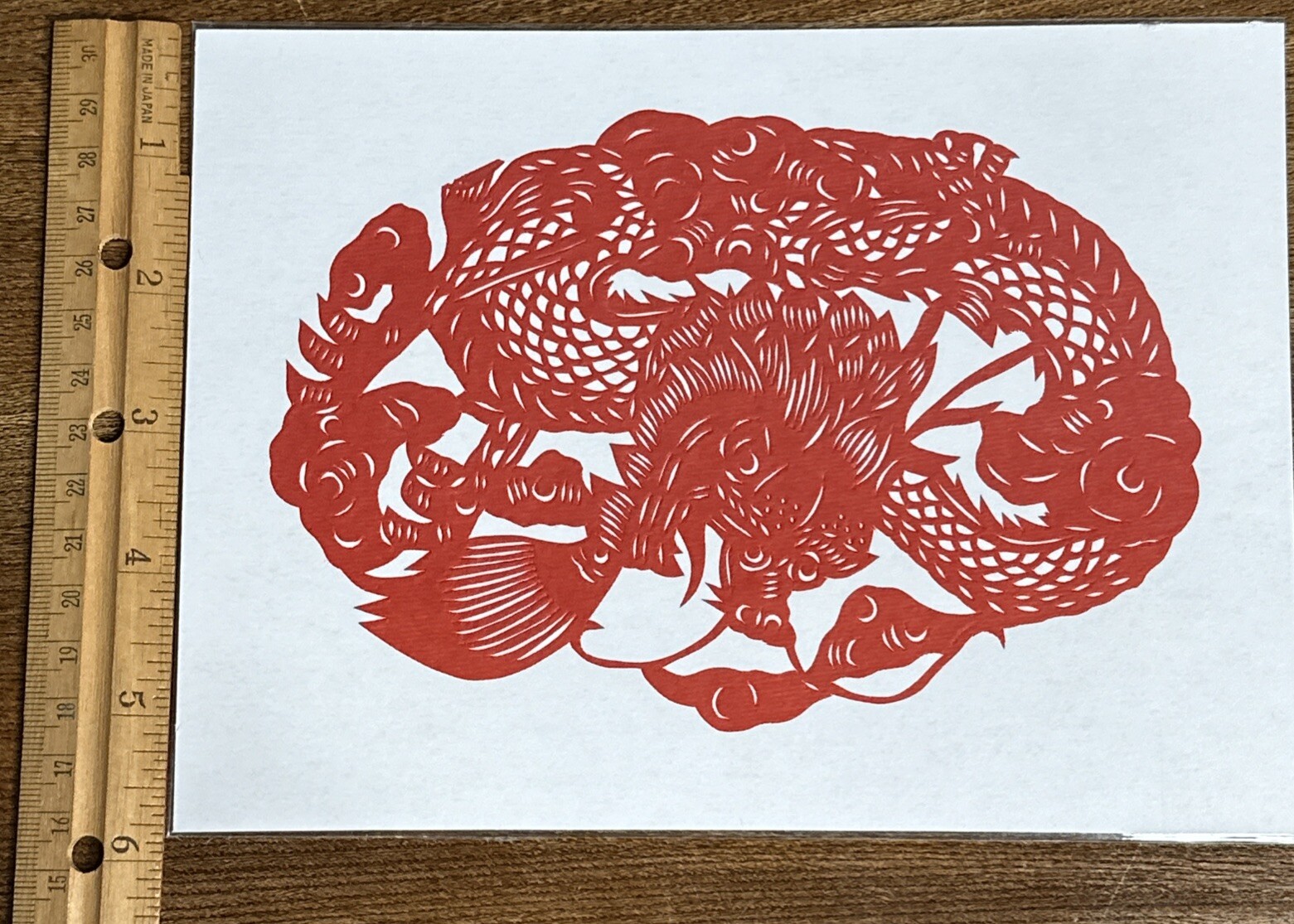 Chinese Paper Cuts Birds Butterfly Dragon Large Set 5 Red Single Pieces