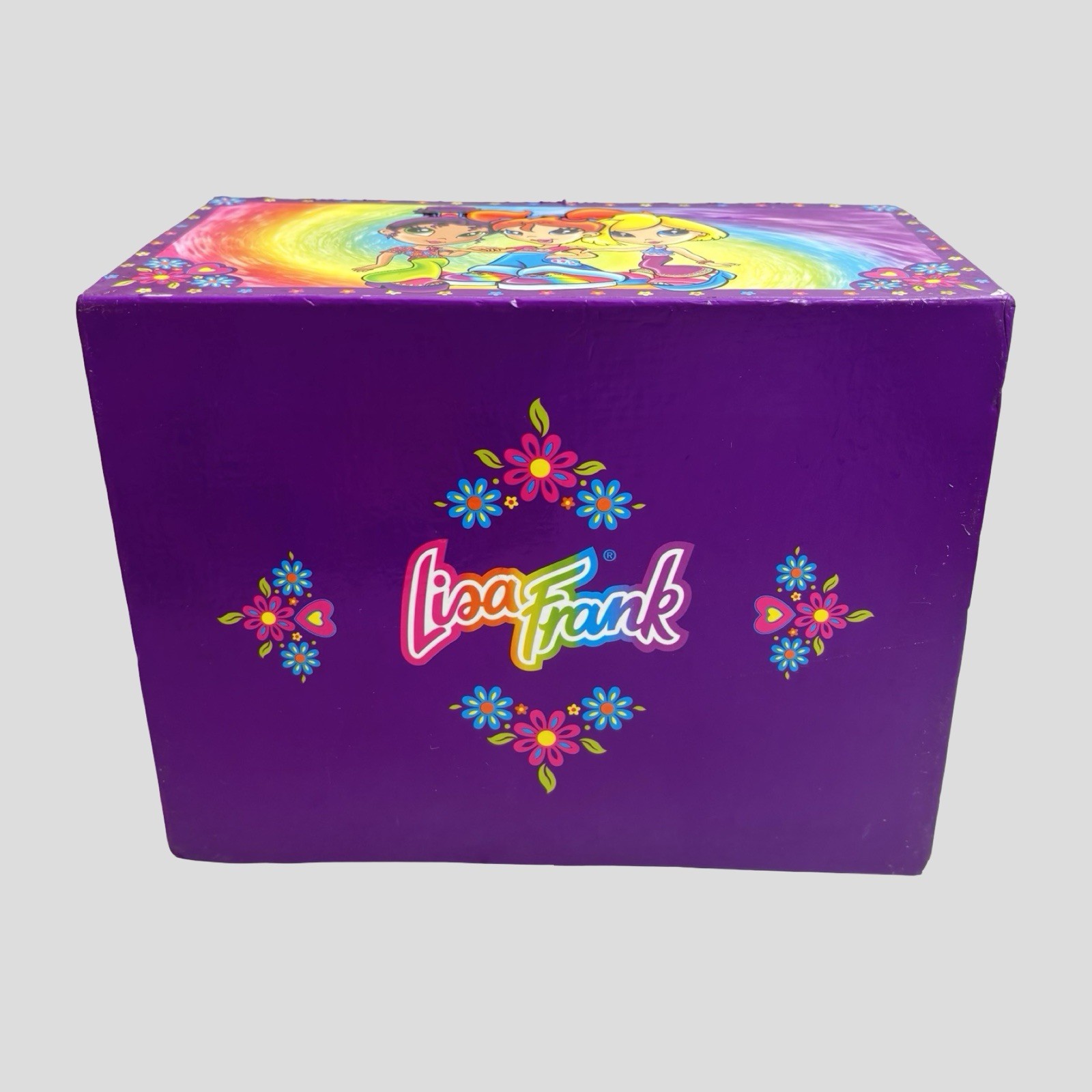 Lisa Frank BFF Girls Rule Stationary Trinket Jewelry Box Neon Rainbow Drawers