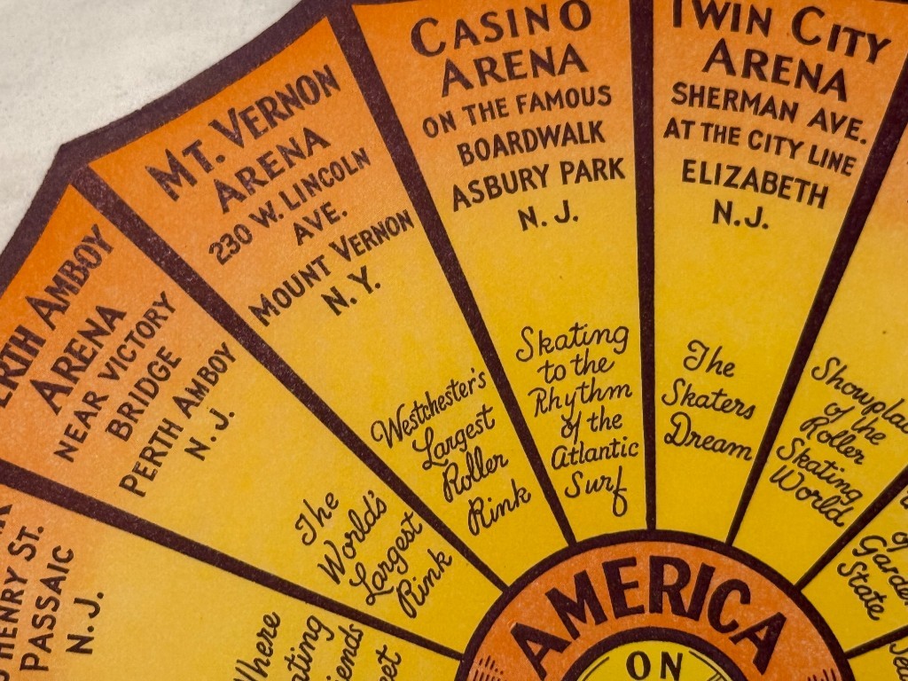 America on Wheels Roller Skating Decal Asbury Park NJ NY 8 Rinks 1950s Casino