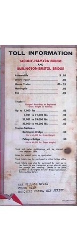 Burlington County Bridge Brochure & Road Map NJ 1960s Tacony-Palmyra/Bristol