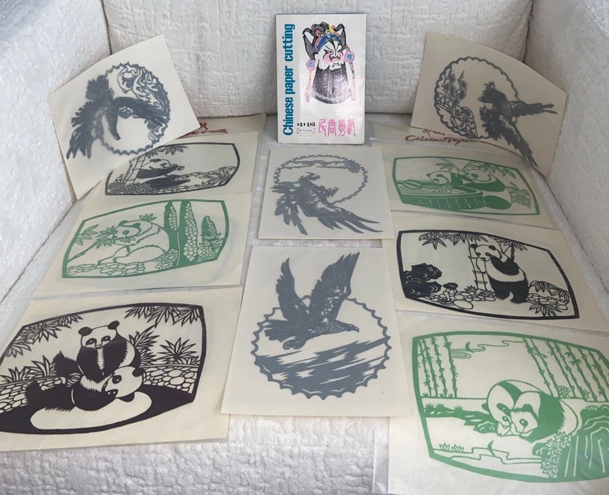 VTG Assortment~Chinese Paper Cuts Multicolor Pandas,Warriors, Symbols Never Used