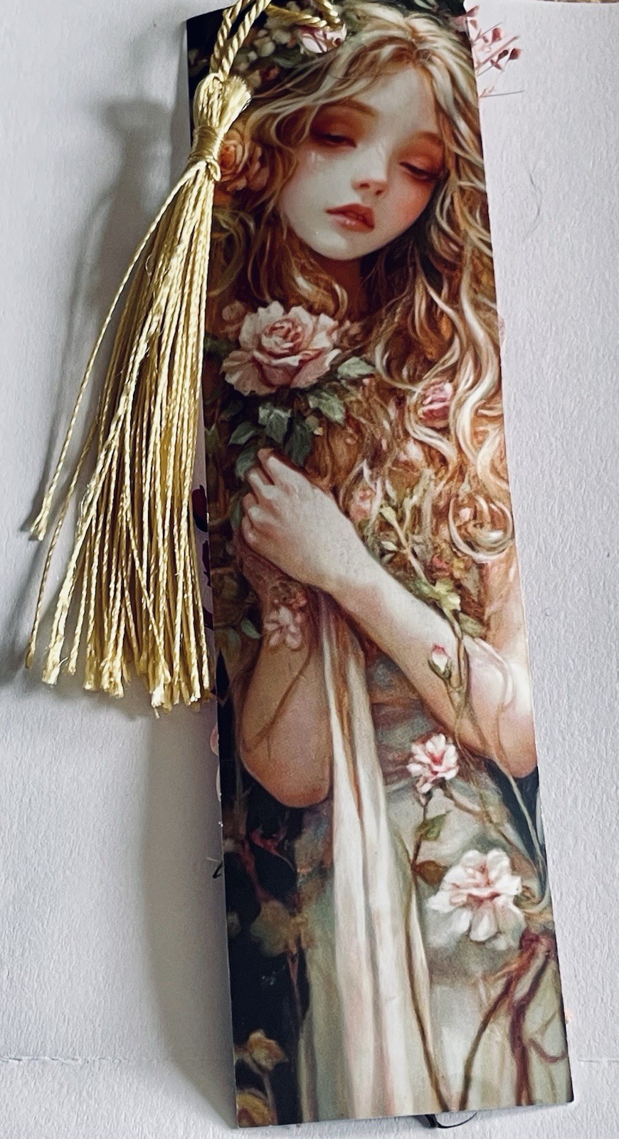Handmade Bookmark Real Dried Flowers Fairytales Fairies Tassel Double Sided
