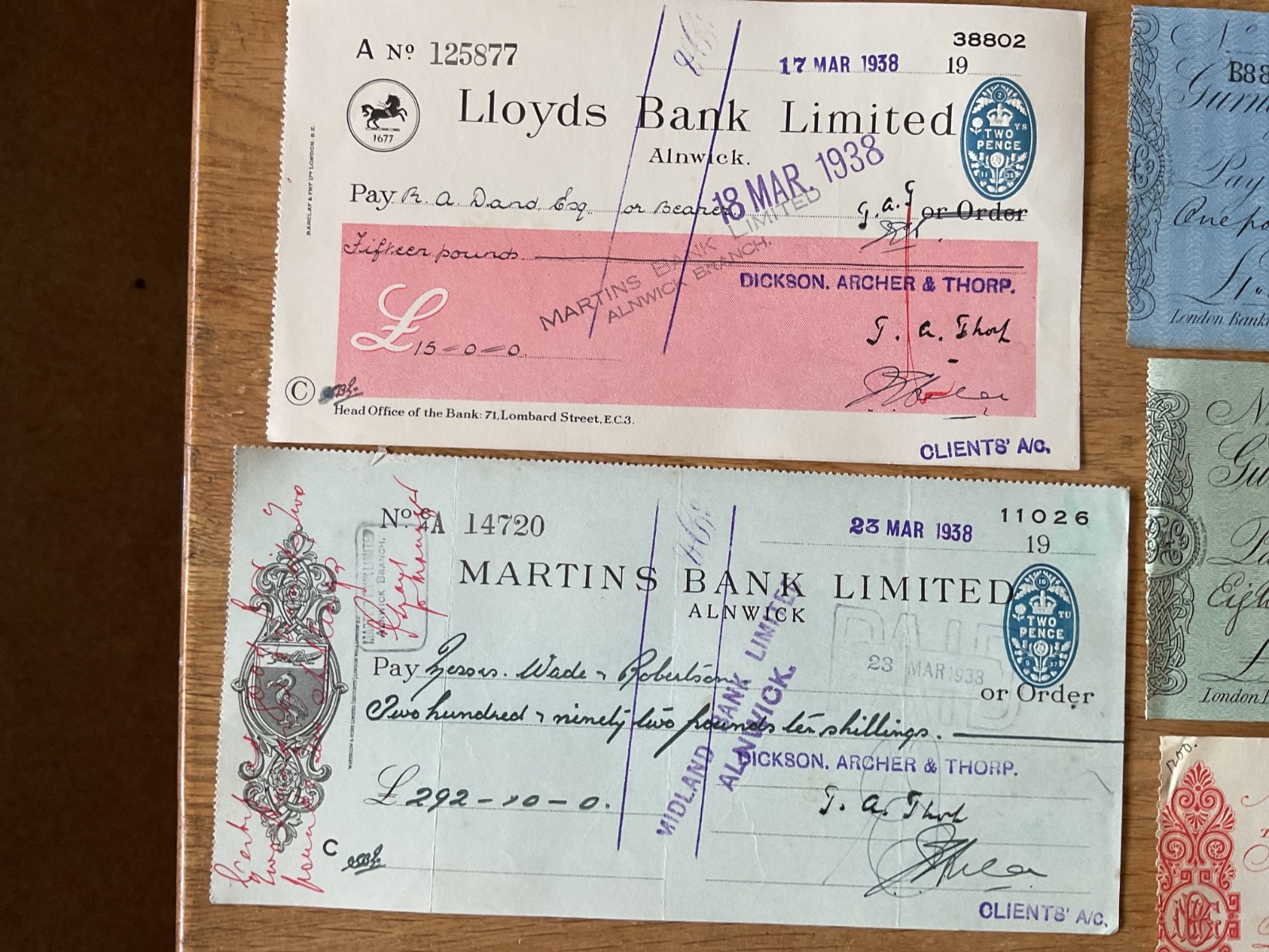 British vintage used cheques 6 items B5337