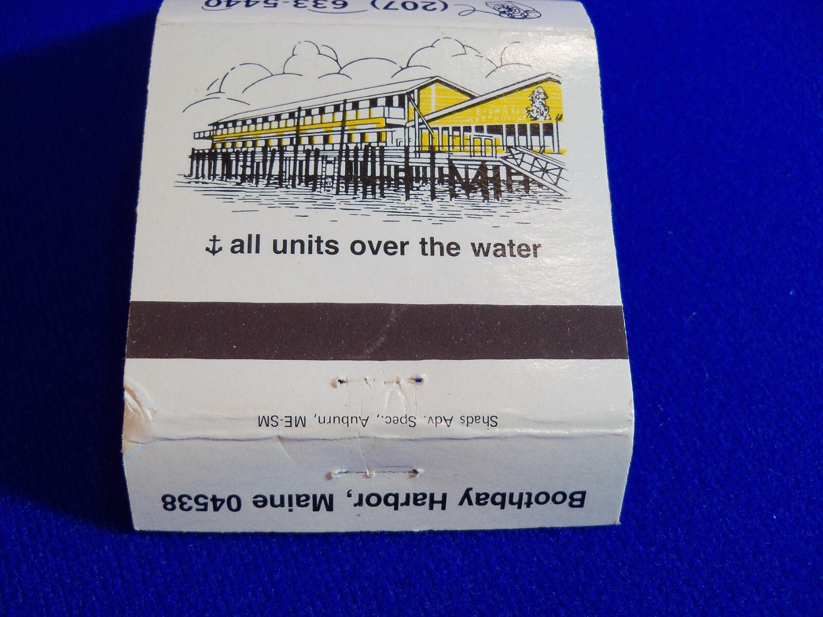 Vtg Brown’s Wharf Restaurant Motel Boothbay Harbor Maine Matchbook Cover