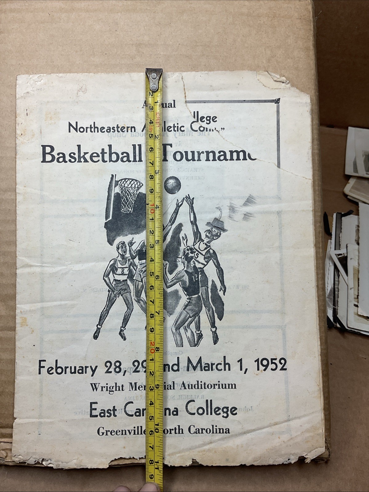 1 Mar 1952 Basketball Tournament East Carolina College Greenville Nc B65
