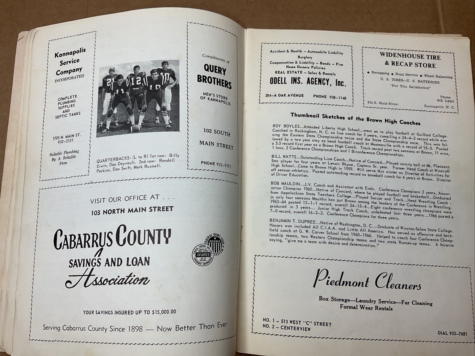 22 Sep 1967 Football Program A.L Brown Vs Lexington High School Nc B69