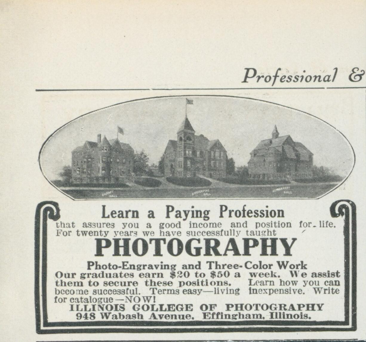 1914 Learn Photography As Career Photo Engraving 3 Color Work Vtg Print Ad CO6