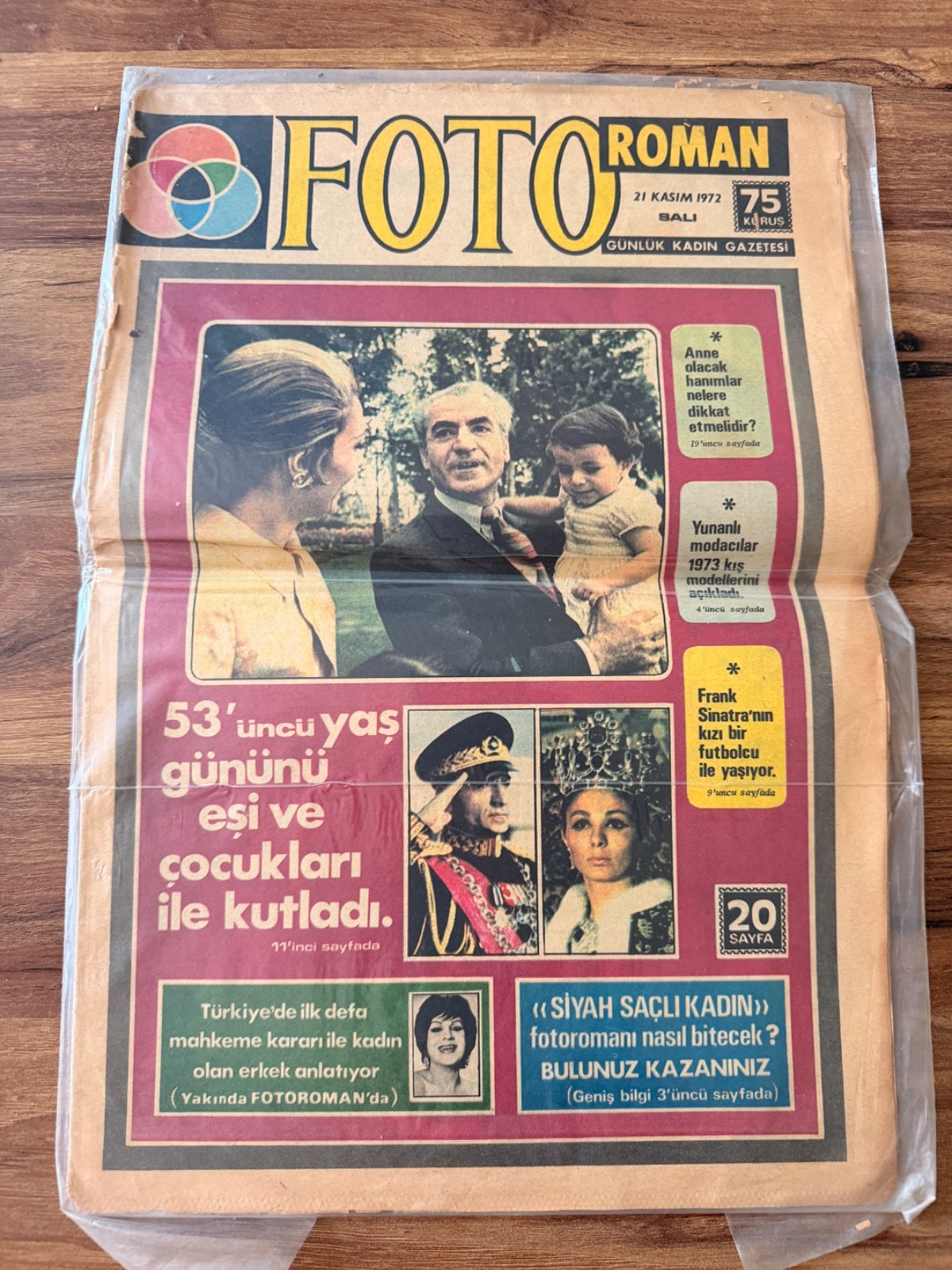 Rare 1972 Turkish Foto Roman Magazine SHAH OF IRAN Pahlavi Royal Family