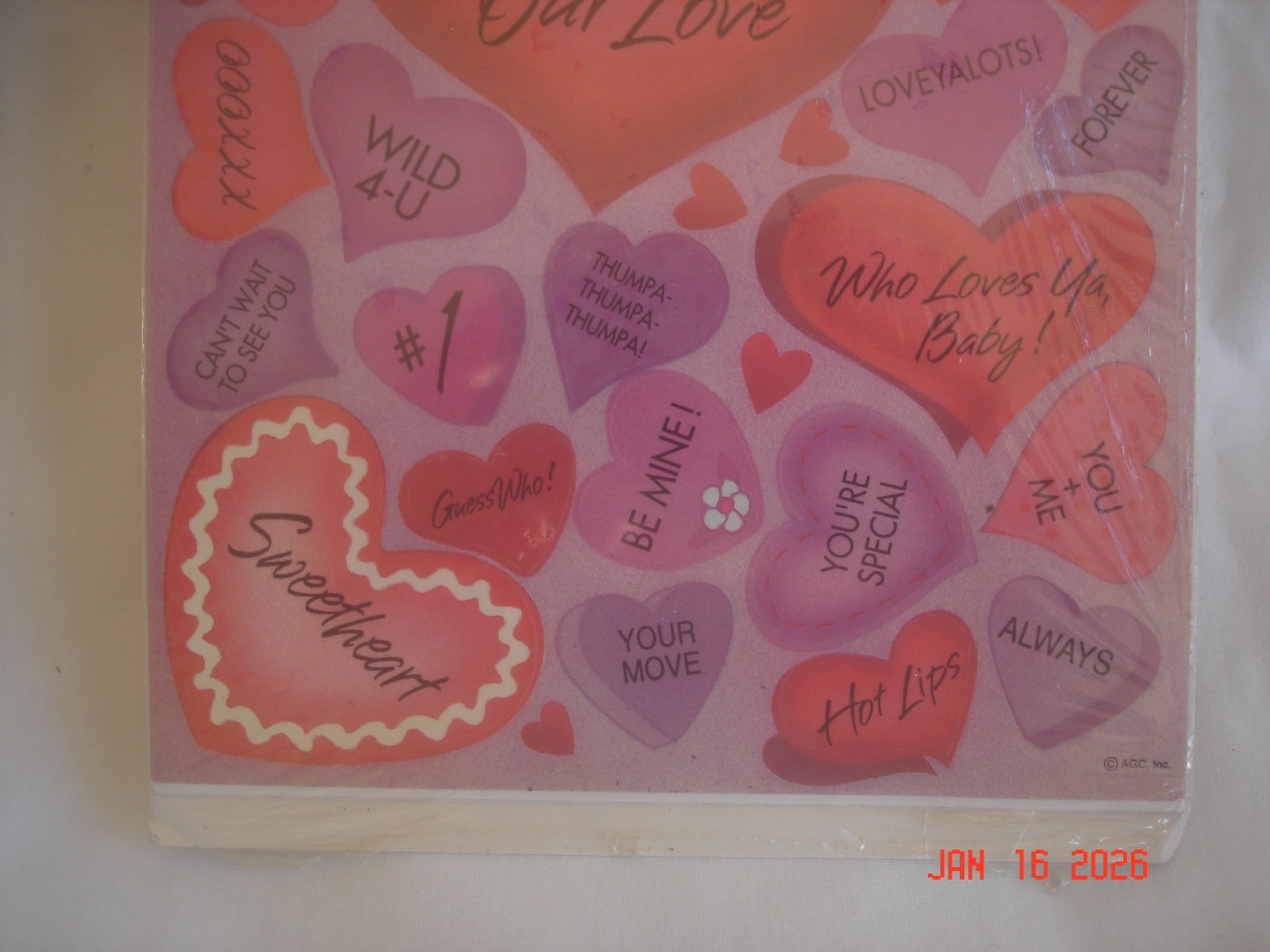 SEALED PKG. Vtg. AMERICAN GREETINGS VALENTINE STICKERS 4 Sheets MADE U.S.A.