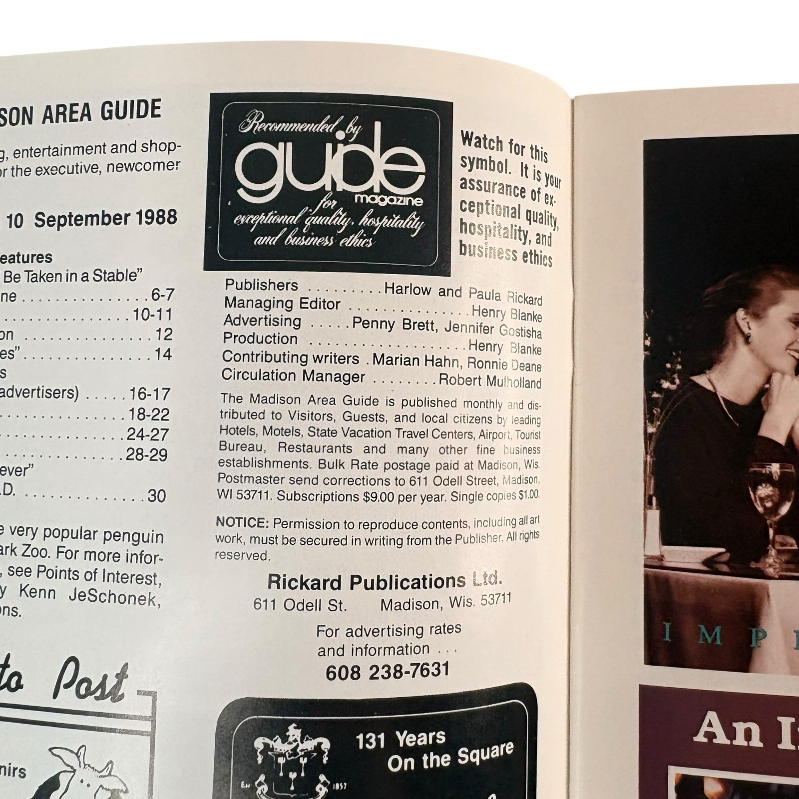 Vintage 80s Madison Guide September 1988 Vilas Park Zoo Tourism Travel Pamphlet