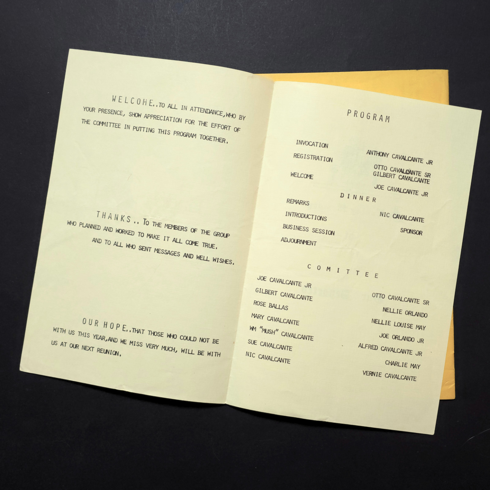 Cavalcante Family Reunion Programs 1974 1980 Uniontown Dawson PA Ephemera Lot