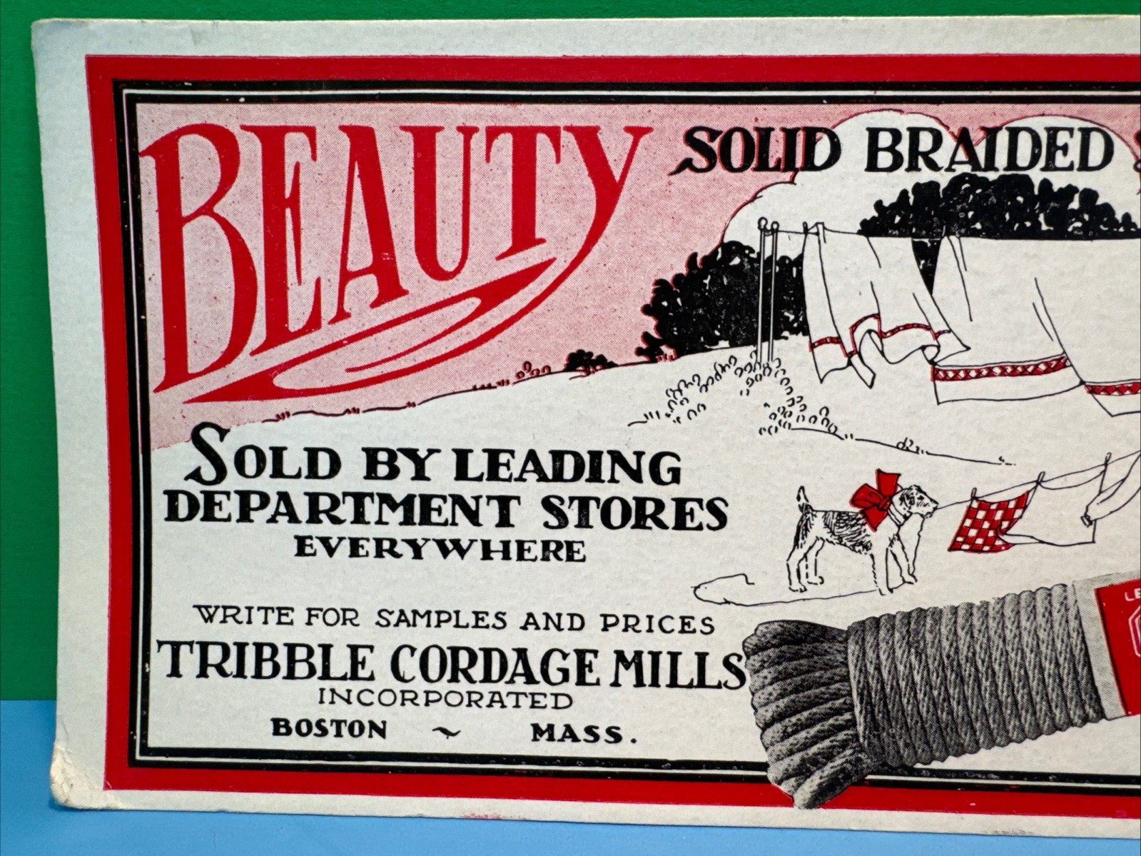 1940’s Clothes Line Blotter, Tribble Cordage Mills Boston Rope Laundry Wash Day
