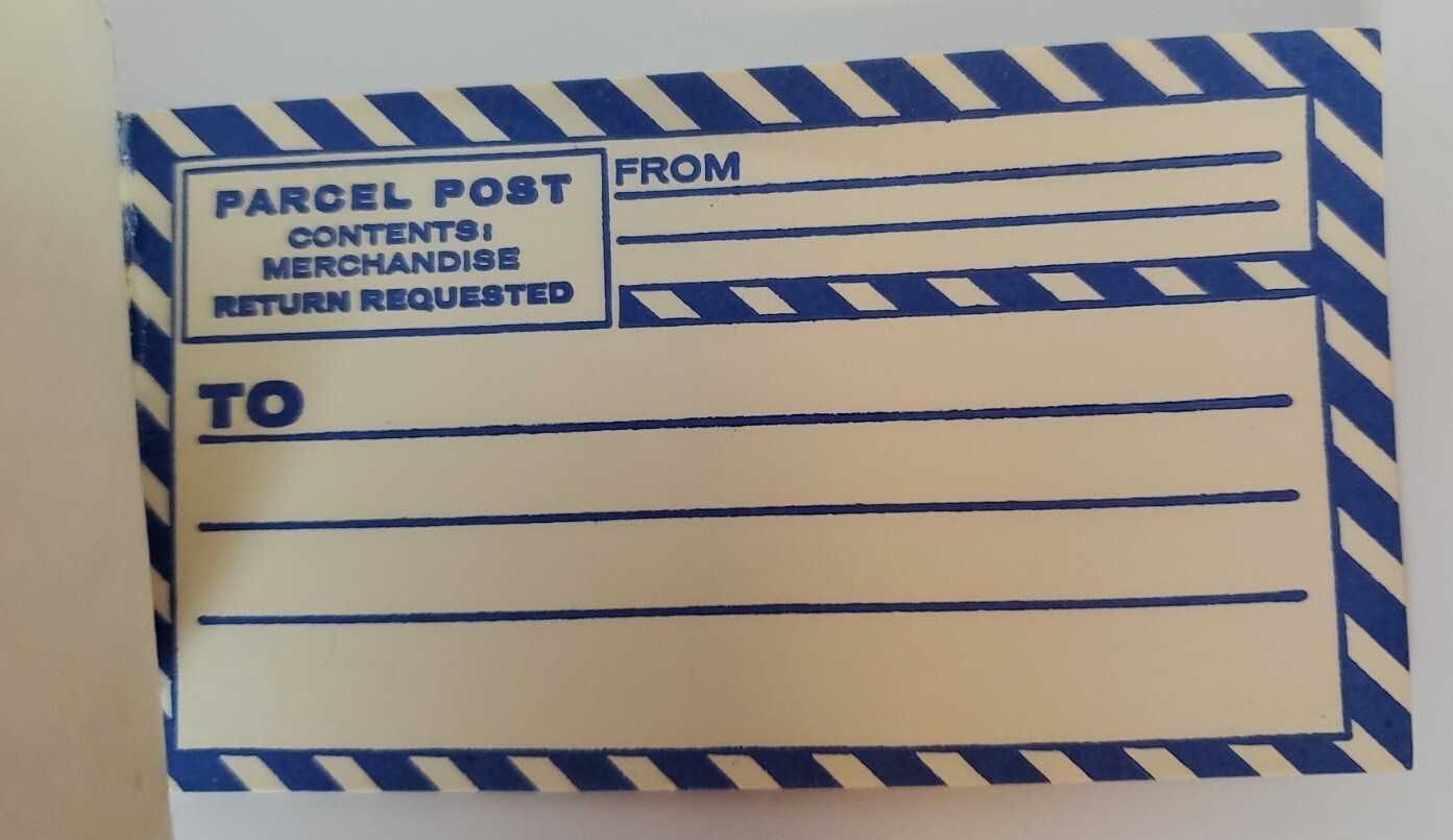 Vintage Parcel Post Labels Booklet No 33-745 Permaflat Gum 5 Unused Sticker