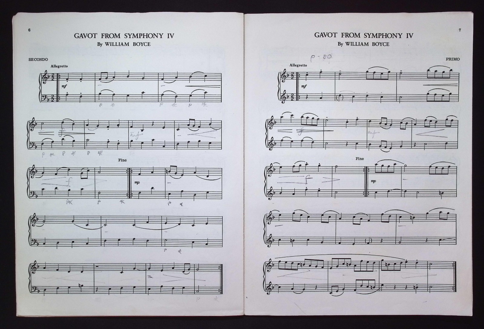 Two 18th Century Gavottes as Easy Piano Duets by William Appleby, 1974 Banks